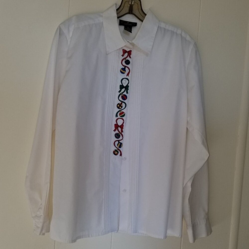 Understated Holiday Blouse by Charter Club Made in British Hong Kong
